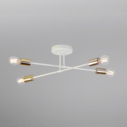 Přisazený lustr CAMBRIDGE 4xE27/15W/230V mosaz/bílá
