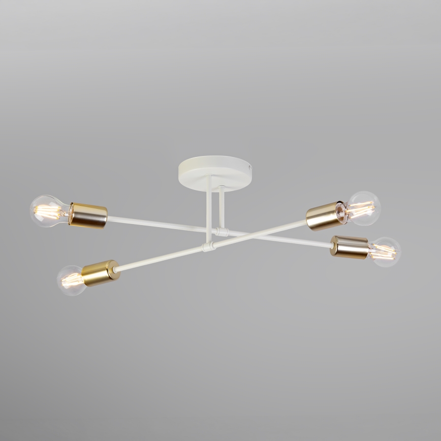 Přisazený lustr CAMBRIDGE 4xE27/15W/230V mosaz/bílá