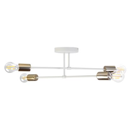 Přisazený lustr CAMBRIDGE 4xE27/15W/230V mosaz/bílá