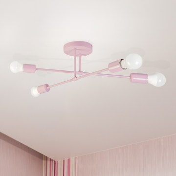 Přisazený lustr CAMBRIDGE 4xE27/15W/230V růžová