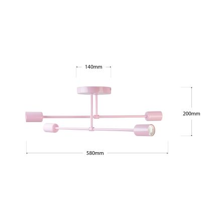 Přisazený lustr CAMBRIDGE 4xE27/15W/230V růžová