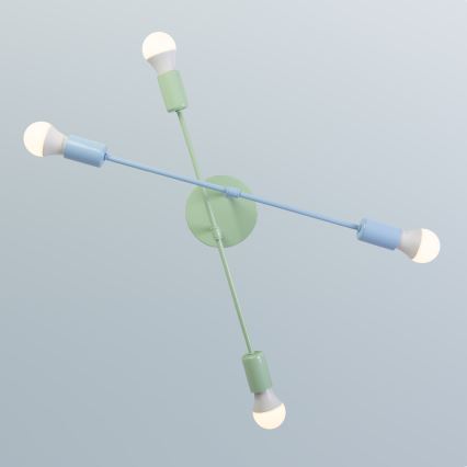 Přisazený lustr CAMBRIDGE 4xE27/15W/230V zelená/modrá