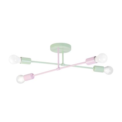 Přisazený lustr CAMBRIDGE 4xE27/15W/230V zelená/růžová