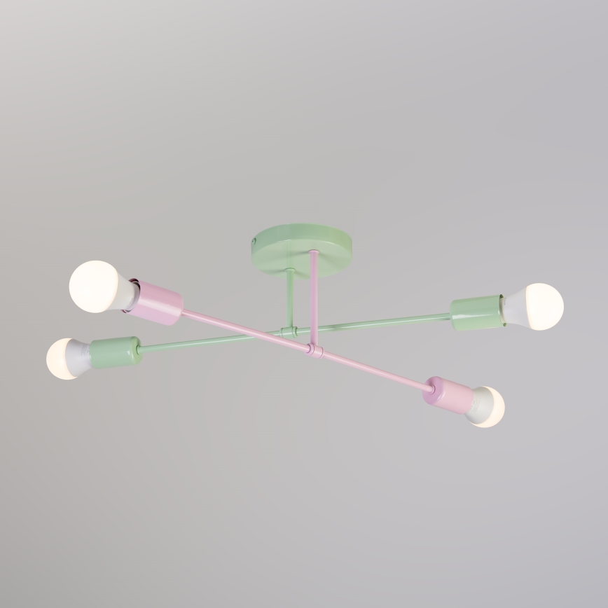 Přisazený lustr CAMBRIDGE 4xE27/15W/230V zelená/růžová