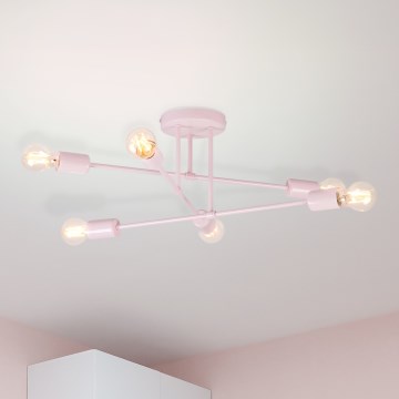 Přisazený lustr CAMBRIDGE 6xE27/15W/230V růžová