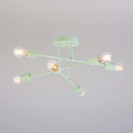 Přisazený lustr CAMBRIDGE 6xE27/15W/230V zelená