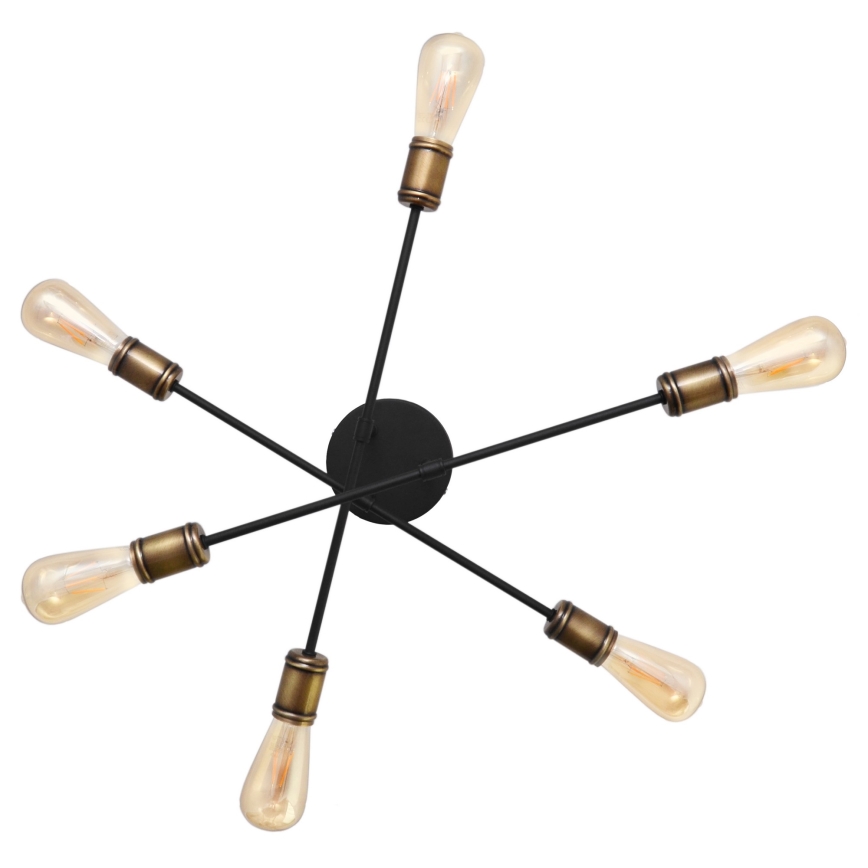 Přisazený lustr CAMBRIDGE 6xE27/20W/230V černá/zlatá