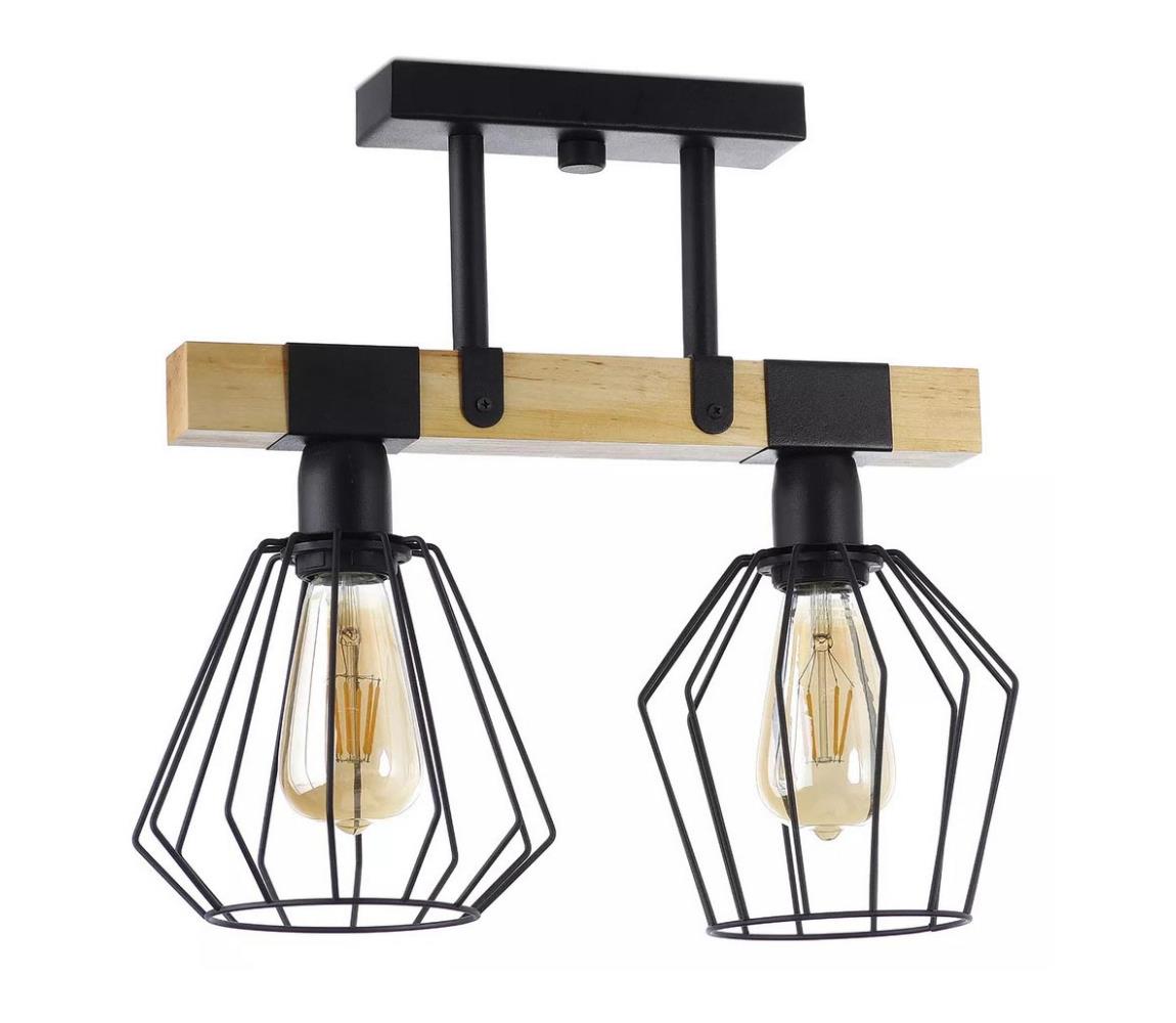 Light4home Přisazený lustr CAMEROON 2xE27/60W/230V černá/dřevo LH0423