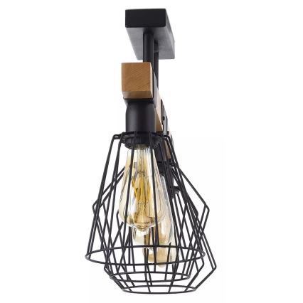 Přisazený lustr CAMEROON 3xE27/60W/230V černá/dřevo