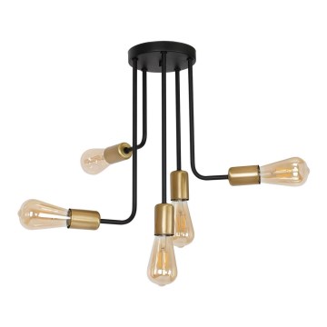 Přisazený lustr CANDELA 5xE27/60W/230V černá/zlatá