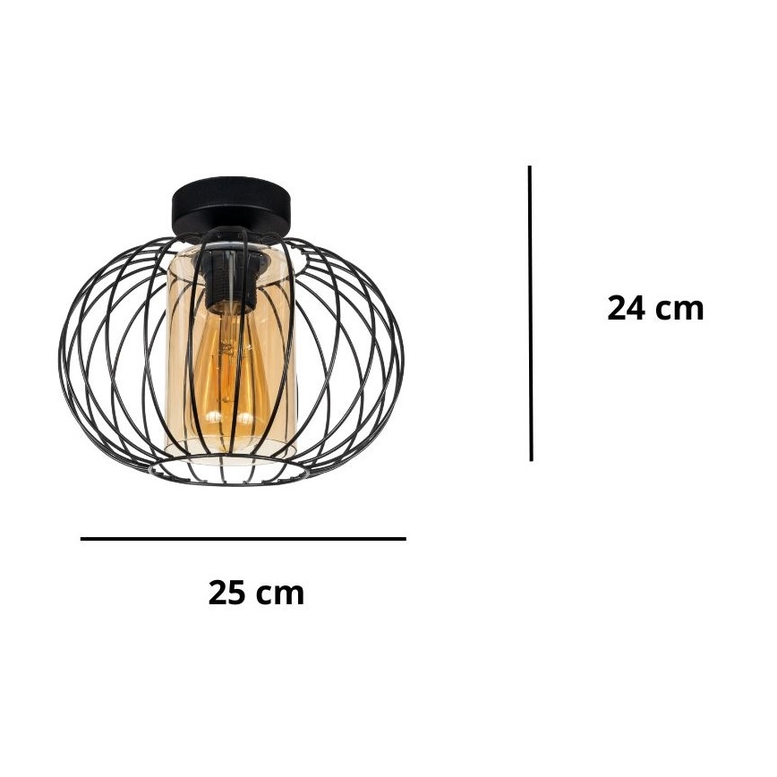 Přisazený lustr CORRINI 1xE27/60W/230V pr. 25 cm černá/béžová