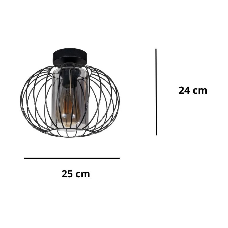 Přisazený lustr CORRINI 1xE27/60W/230V pr. 25 cm černá/šedá