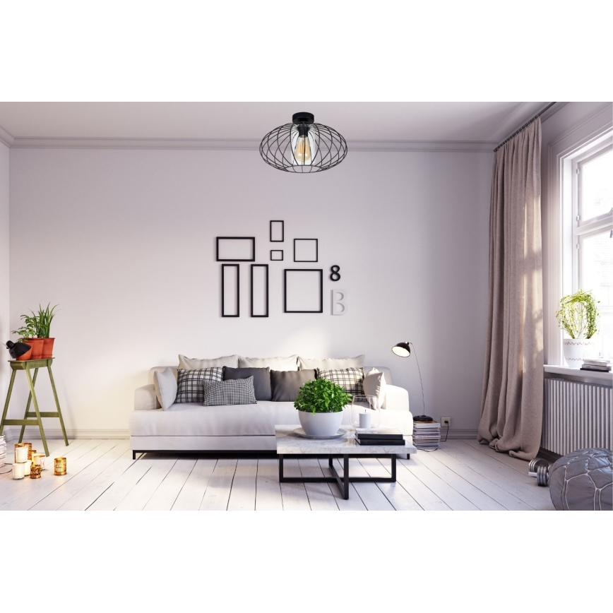Přisazený lustr CORRINI 1xE27/60W/230V pr. 34 cm černá/čirá