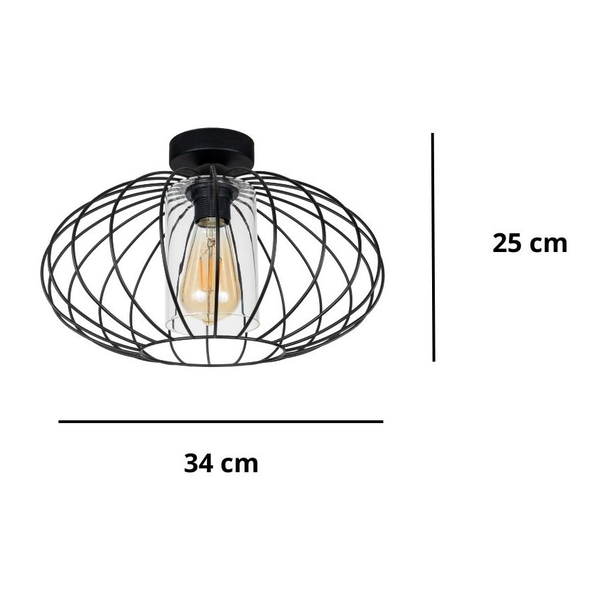 Přisazený lustr CORRINI 1xE27/60W/230V pr. 34 cm černá/čirá
