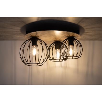 Přisazený lustr CYBER 3xE27/60W/230V dřevo/černá