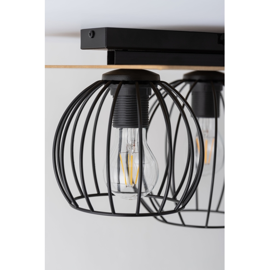 Přisazený lustr CYBER 4xE27/60W/230V dřevo/černá