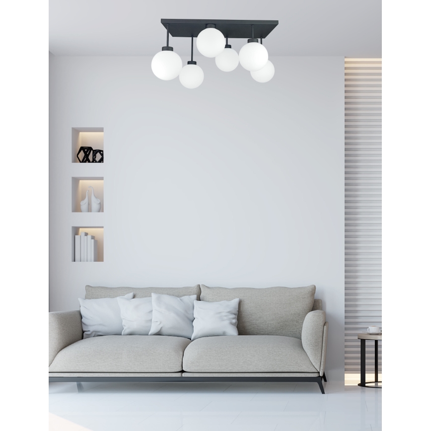 Přisazený lustr DEA 6xE14/60W/230V černá/bílá