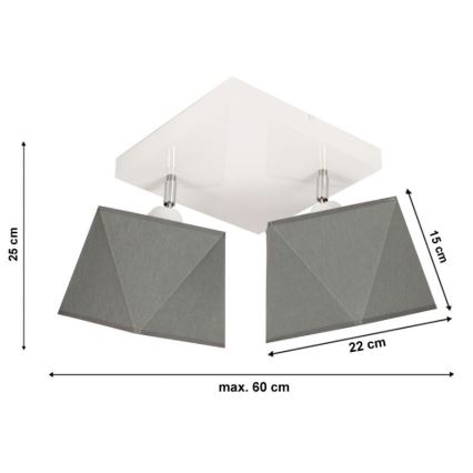 Přisazený lustr DIAMENT 2xE27/60W/230V šedá