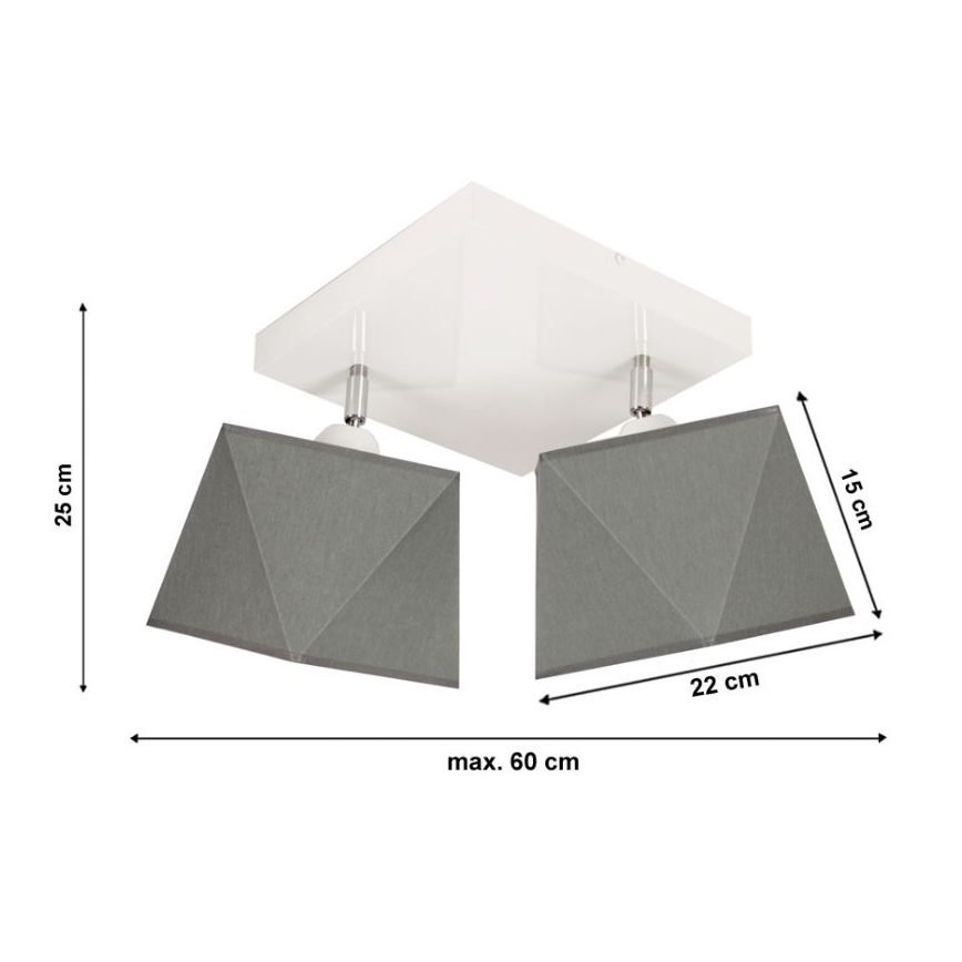 Přisazený lustr DIAMENT 2xE27/60W/230V šedá