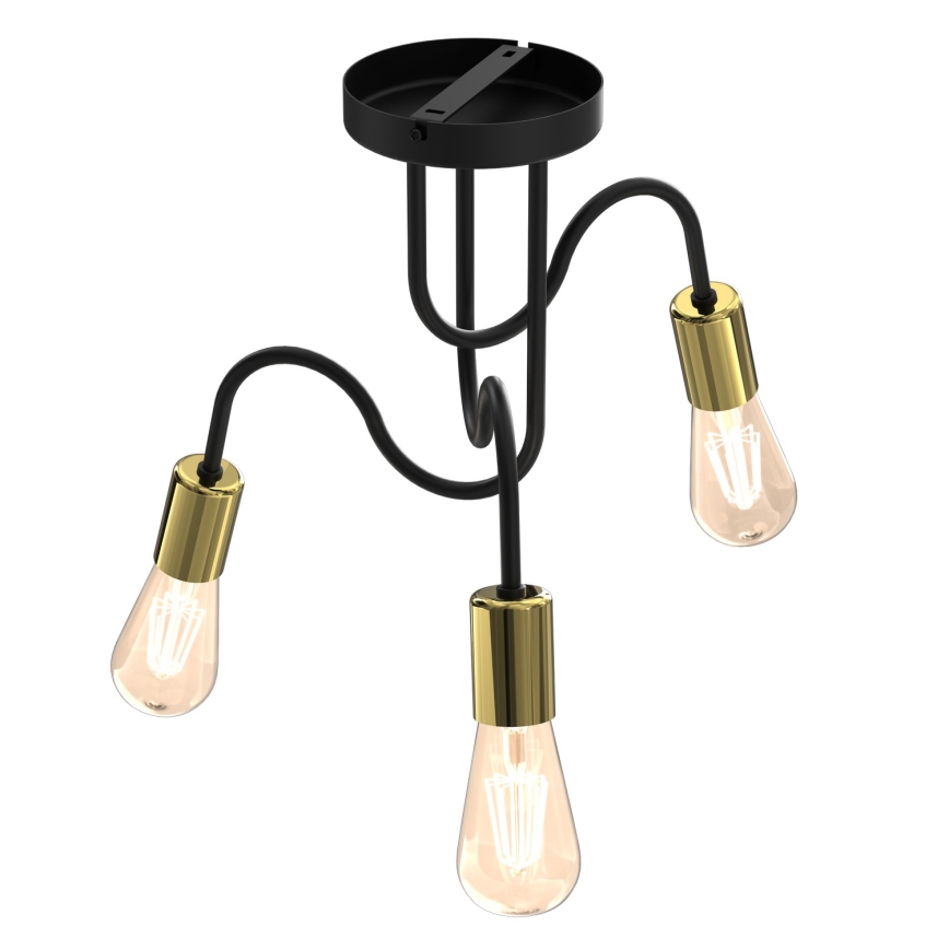 Přisazený lustr DOW 3xE27/60W/230V černá/zlatá