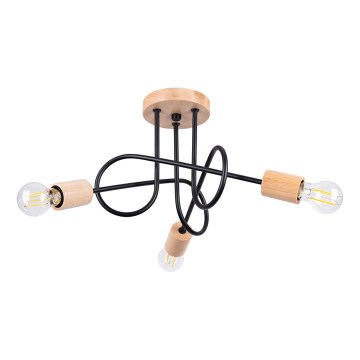 Přisazený lustr EMBER 3xE27/15W/230V černá/béžová/buk
