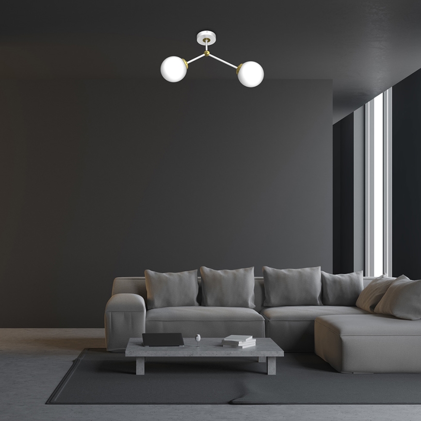 Přisazený lustr JOY 2xE14/40W/230V bílá/zlatá