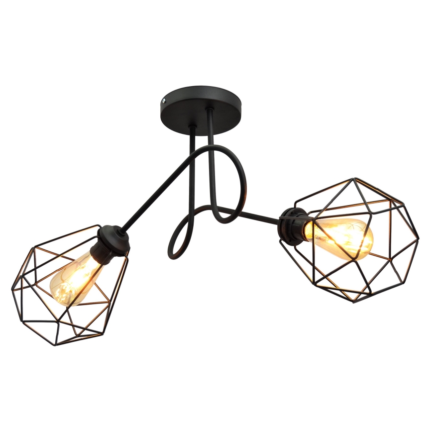 Přisazený lustr KARO 2xE27/15W/230V černá