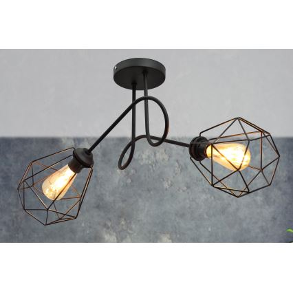 Přisazený lustr KARO 2xE27/15W/230V černá