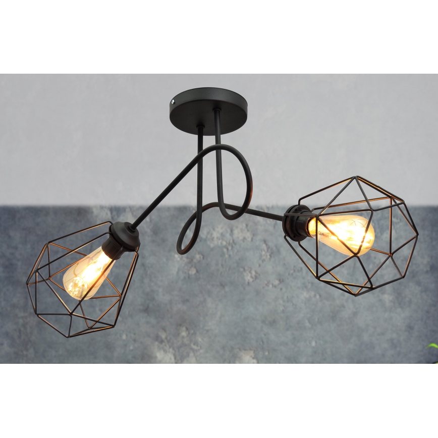 Přisazený lustr KARO 2xE27/15W/230V černá