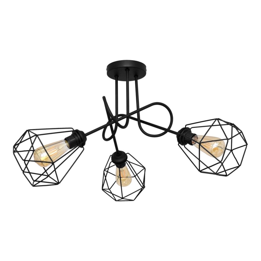 Přisazený lustr KARO 3xE27/15W/230V černá