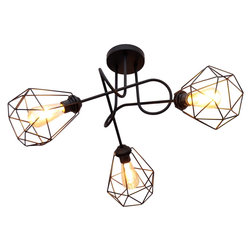 Přisazený lustr KARO 3xE27/15W/230V černá