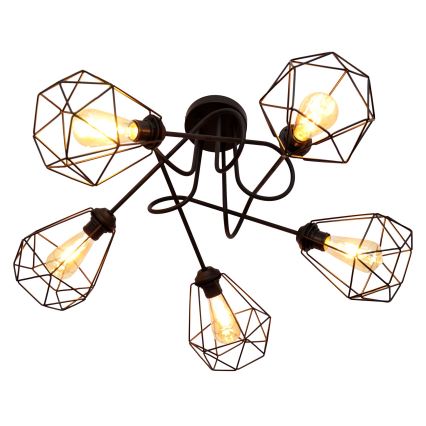 Přisazený lustr KARO 5xE27/15W/230V černá