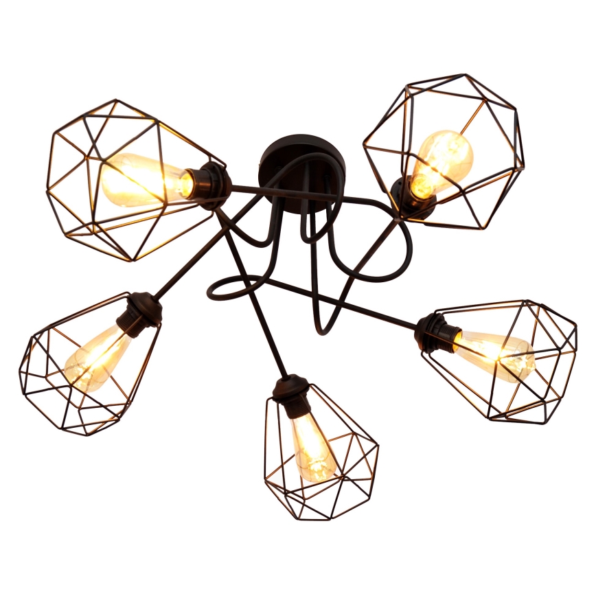 Přisazený lustr KARO 5xE27/15W/230V černá