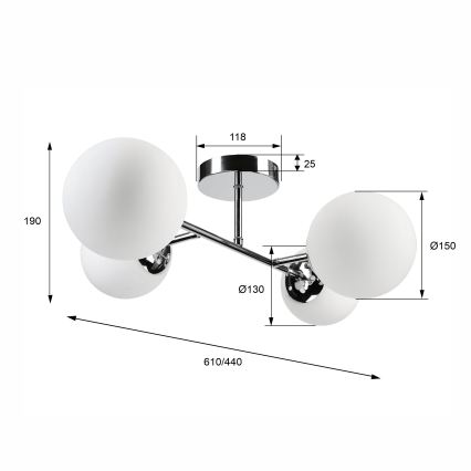 Přisazený lustr MADDIE 4xE14/5W/230V lesklý chrom