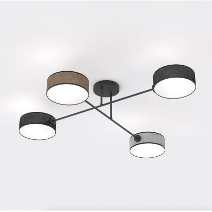 Přisazený lustr MAGA 4xE14/10W/230V černá/hnědá/šedá