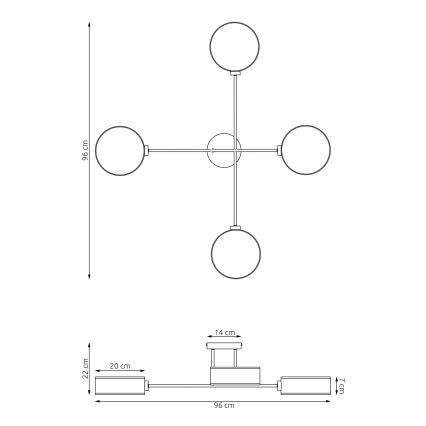 Přisazený lustr MAGA 4xE14/10W/230V hnědá