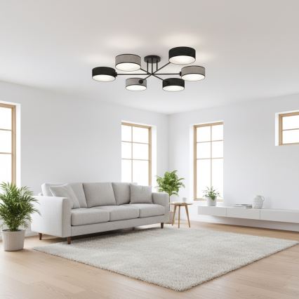 Přisazený lustr MAGA 6xE14/10W/230V černá/šedá