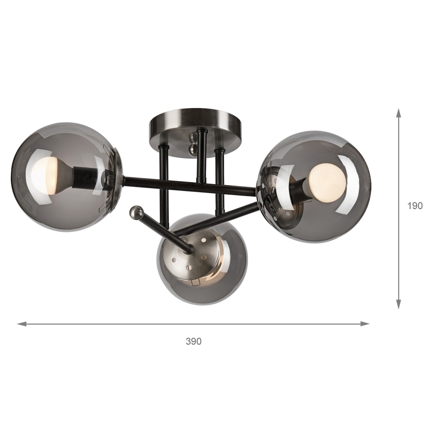 Přisazený lustr MALENA 3xE14/5W/230V černá/šedá