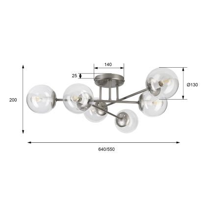 Přisazený lustr MALENA 6xE14/5W/230V matný chrom/čirá