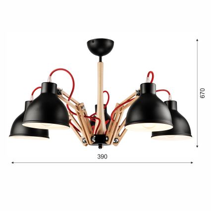 Přisazený lustr MARCELLO 5xE27/60W/230V buk - FSC certifikováno