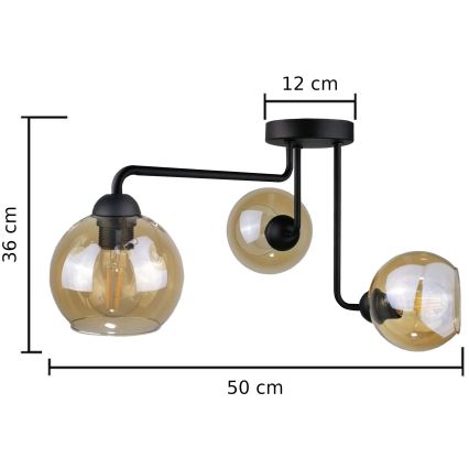 Přisazený lustr MONDE BLACK 3xE27/60W/230V