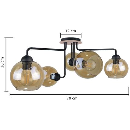 Přisazený lustr MONDE WOOD 5xE27/60W/230V