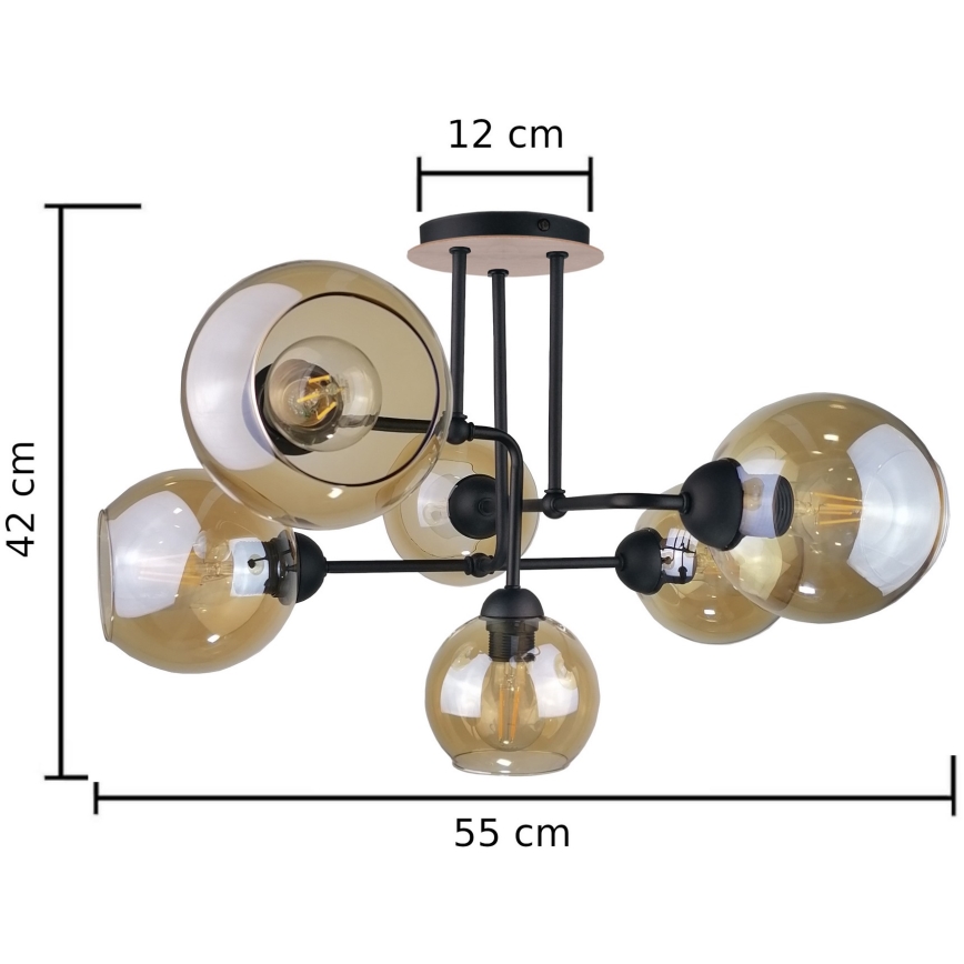Přisazený lustr MONDE WOOD 6xE27/60W/230V