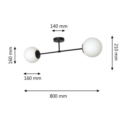 Přisazený lustr MOON 2xE27/15W/230V černá