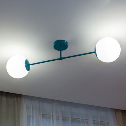 Přisazený lustr MOON 2xE27/15W/230V tyrkysová