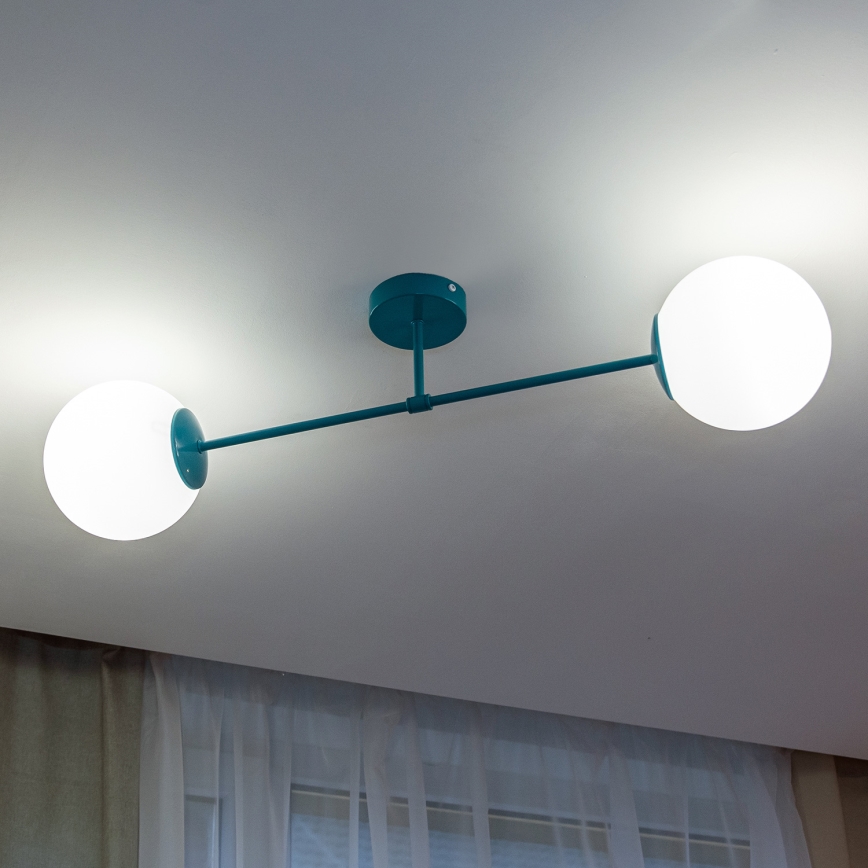 Přisazený lustr MOON 2xE27/15W/230V tyrkysová