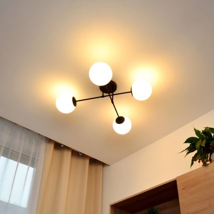 Přisazený lustr MOON 4xE27/15W/230V černá