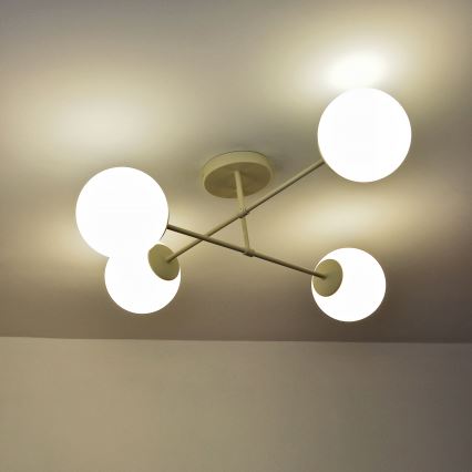 Přisazený lustr MOON 4xE27/15W/230V krémová