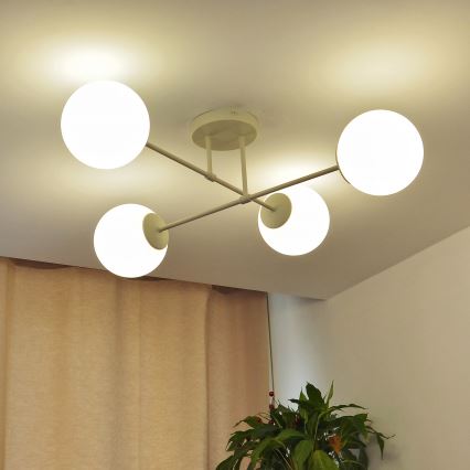Přisazený lustr MOON 4xE27/15W/230V krémová