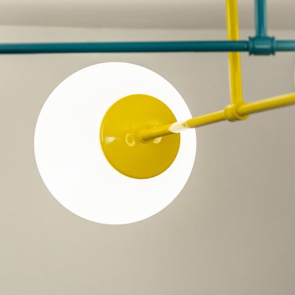 Přisazený lustr MOON 4xE27/15W/230V tyrkysová/žlutá